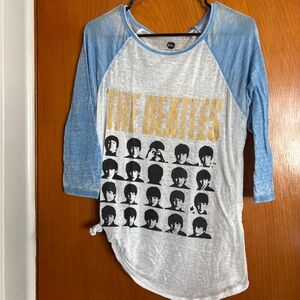 The Beatles Sheer Top 3/4 Sleeves Sheer - Marked XL - I tied side and fits S-L